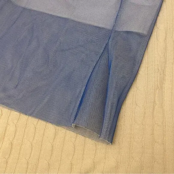 Milly Blue Midi Pencil Skirt sz 10 Milly Midi Skirt Net Overlay Skirt - Picture 4 of 14